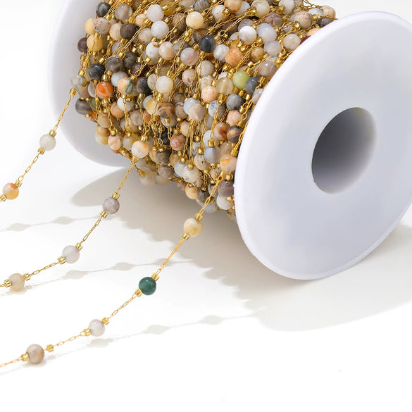 Stainless Steel Round Bead Chain Bracelet Necklace Electroplated Diy Jewelry Accessories