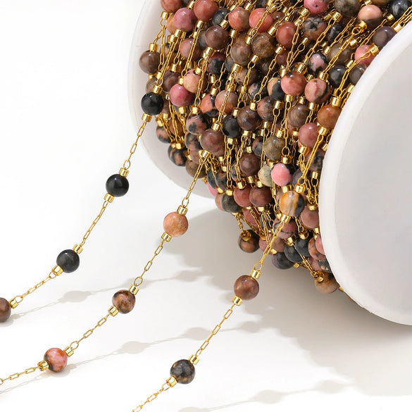 Stainless Steel Round Bead Chain Bracelet Necklace Electroplated Diy Jewelry Accessories