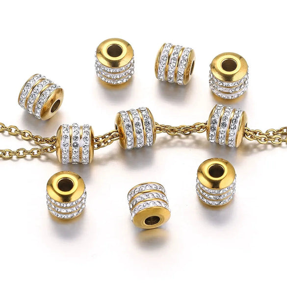 Stainless Steel Round Bead Electroplated Diamond Beads Bracelet And Necklace Jewelry Accessories
