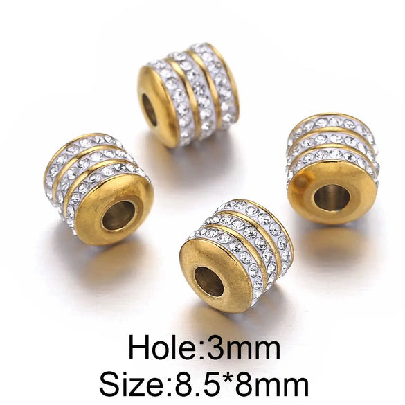 Stainless Steel Round Bead Electroplated Diamond Beads Bracelet And Necklace Jewelry Accessories