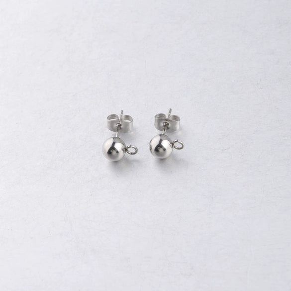 Stainless Steel Round Bead Handmade Ear Studs And Earrings Jewelry Accessories With Glossy Finish And Polish Processing