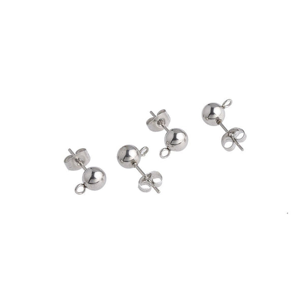 Stainless Steel Round Bead Handmade Ear Studs And Earrings Jewelry Accessories With Glossy Finish And Polish Processing