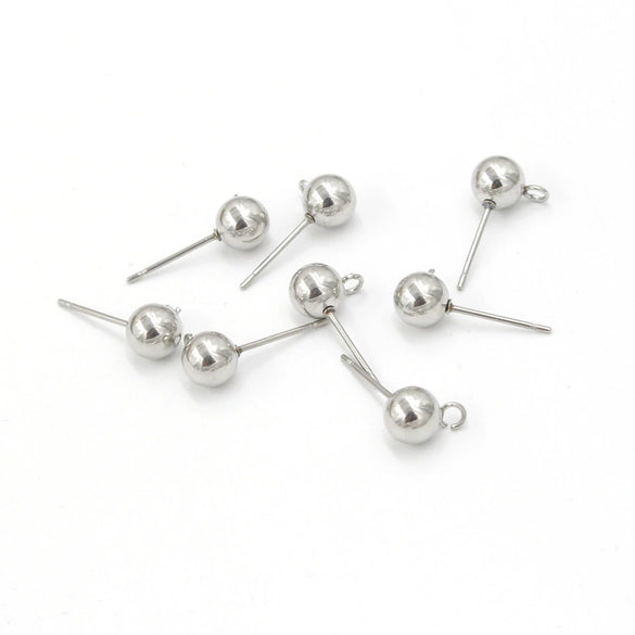 Stainless Steel Round Bead Handmade Ear Studs And Earrings Jewelry Accessories With Glossy Finish And Polish Processing