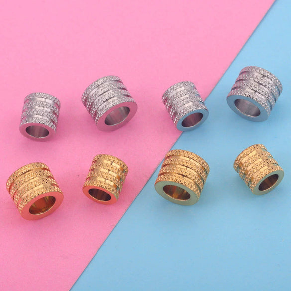 Stainless Steel Round Bead Jewelry Accessories Electroplating Drilling Long Tube Ball Diy Handmade