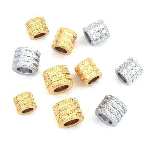 Stainless Steel Round Bead Jewelry Accessories Electroplating Drilling Long Tube Ball Diy Handmade