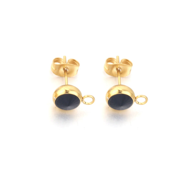 Stainless Steel Round Bead Ring Earring Accessories With Electroplating Process
