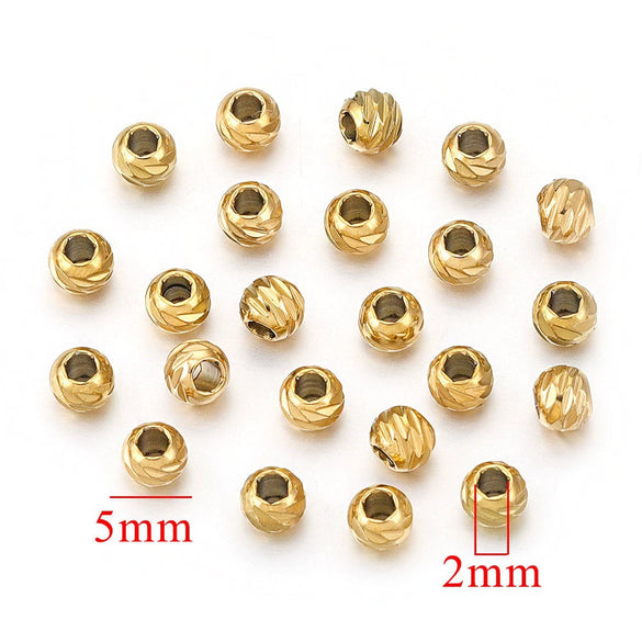 Stainless Steel Round Beads For Diy Bracelet And Necklace Vacuum Plating Electroplating