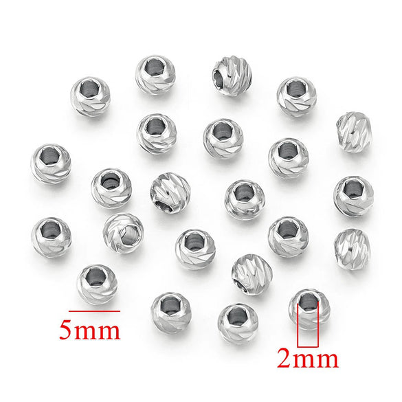 Stainless Steel Round Beads For Diy Bracelet And Necklace Vacuum Plating Electroplating
