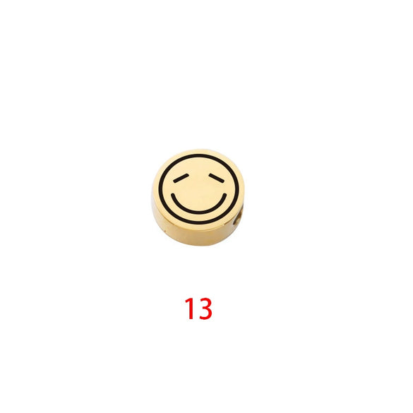 Stainless Steel Round Beads Jewelry Accessories With Geometric Figure And Electroplating For Diy