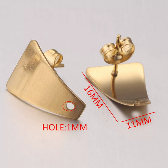 Stainless Steel Round Beads With Ring Ear Studs Handmade Vacuum Gold Plated Earrings