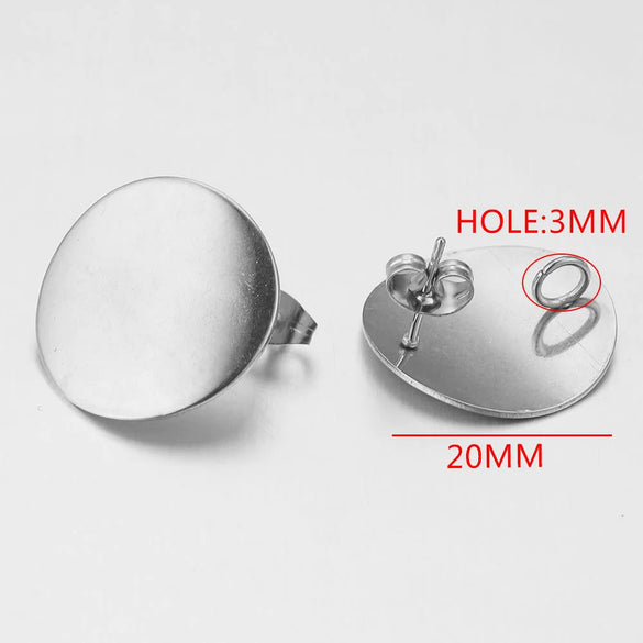 Stainless Steel Round Beads With Ring Ear Studs Handmade Vacuum Gold Plated Earrings