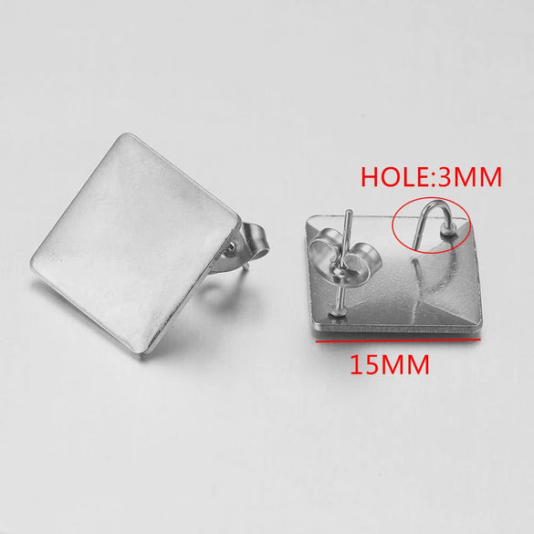 Stainless Steel Round Beads With Ring Ear Studs Handmade Vacuum Gold Plated Earrings