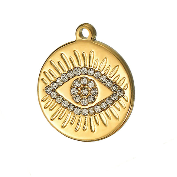 Stainless Steel Round Bohemian Style Devil's Eye Colored Diamond Electroplated Diy Bracelet Pendant Accessories