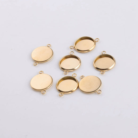 Stainless Steel Round Bottom Drag Pendant Diy Jewelry Accessories Furnace Plated Real Gold Color Fine Polished Simple Geometric Style