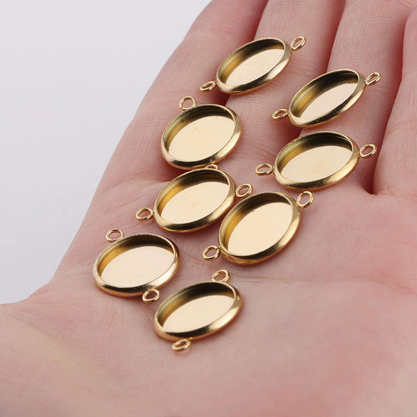 Stainless Steel Round Bottom Drag Pendant Diy Jewelry Accessories Furnace Plated Real Gold Color Fine Polished Simple Geometric Style