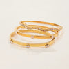 Stainless Steel Round Bracelet Classic Elegant Style With White Diamonds Electroplated