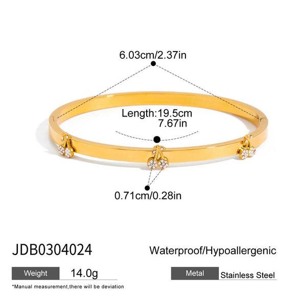 Stainless Steel Round Bracelet Classic Elegant Style With White Diamonds Electroplated