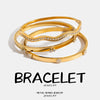 Stainless Steel Round Bracelet Classic Elegant Style With White Diamonds Electroplated
