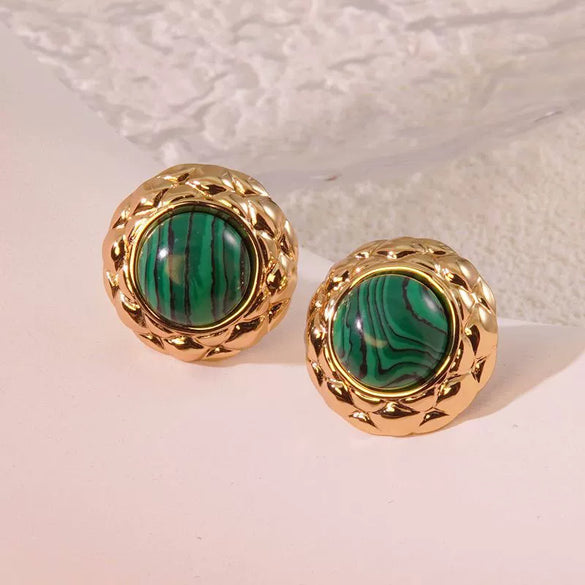 Stainless Steel Round Cake Geometric Style Electroplated Earrings For Women