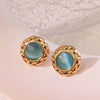 Stainless Steel Round Cake Geometric Style Electroplated Earrings For Women