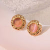 Stainless Steel Round Cake Geometric Style Electroplated Earrings For Women