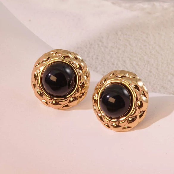 Stainless Steel Round Cake Geometric Style Electroplated Earrings For Women