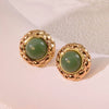 Stainless Steel Round Cake Geometric Style Electroplated Earrings For Women