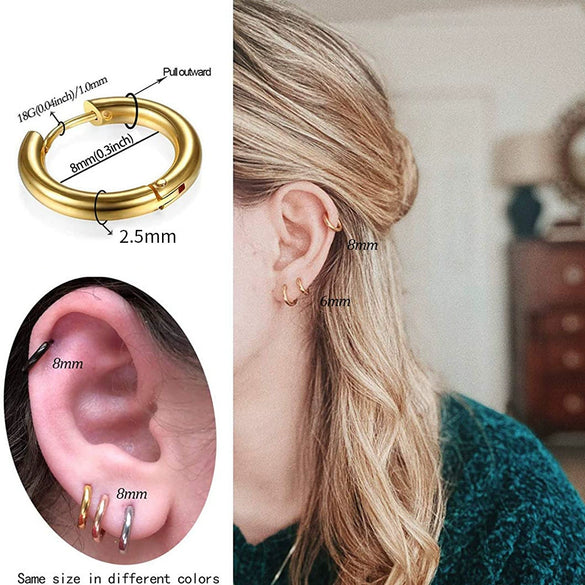 Stainless Steel Round Circle Electroplating Men's Body Piercing Jewelry Earrings