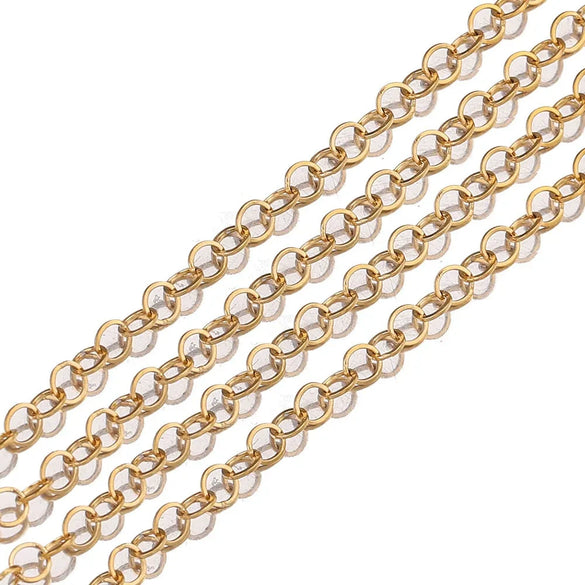 Stainless Steel Round Cross Chain Hiphop Totem Pattern Handmade Jewelry Making Supplies Chain Necklace Bracelet With Electroplating