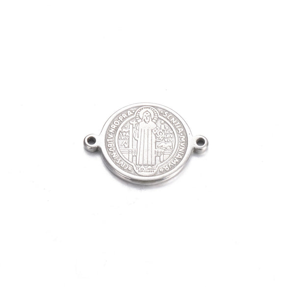 Stainless Steel Round Cross Double Hole Oil Pressure Diy Pendant For Bracelet Necklace Accessories Electroplated