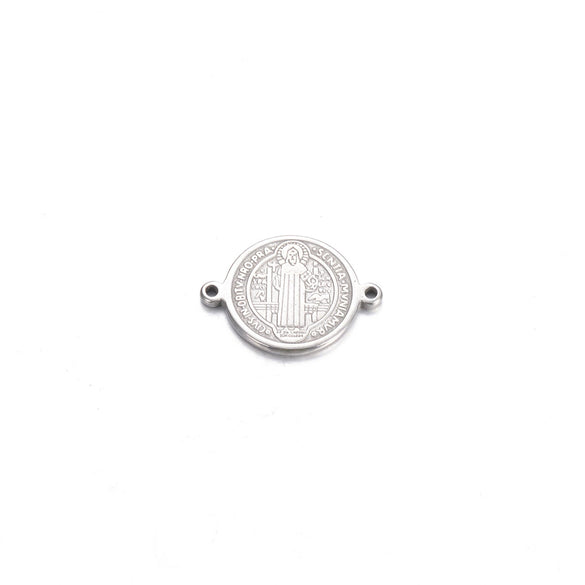 Stainless Steel Round Cross Double Hole Oil Pressure Diy Pendant For Bracelet Necklace Accessories Electroplated