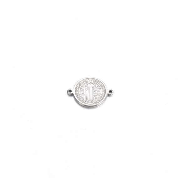 Stainless Steel Round Cross Double Hole Oil Pressure Diy Pendant For Bracelet Necklace Accessories Electroplated