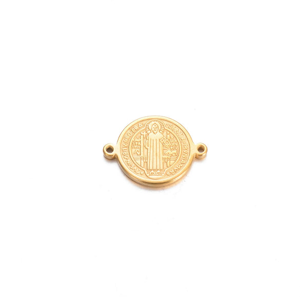 Stainless Steel Round Cross Double Hole Oil Pressure Diy Pendant For Bracelet Necklace Accessories Electroplated