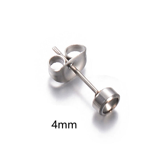 Stainless Steel Round Diamond Earrings Set With Electroplating Treatment Jewelry Accessories