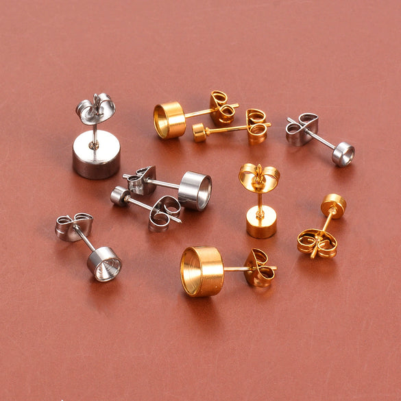 Stainless Steel Round Diamond Earrings Set With Electroplating Treatment Jewelry Accessories