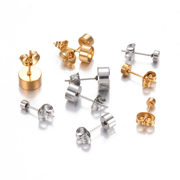 Stainless Steel Round Diamond Earrings Set With Electroplating Treatment Jewelry Accessories