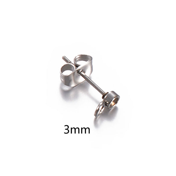 Stainless Steel Round Diamondstudded Earring Base With Lifting Ear Pin And Welding Ring Electroplated Accessories