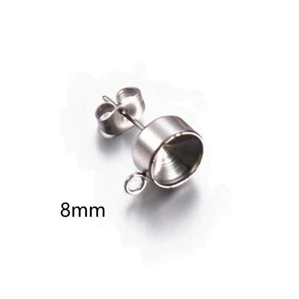 Stainless Steel Round Diamondstudded Earring Base With Lifting Ear Pin And Welding Ring Electroplated Accessories