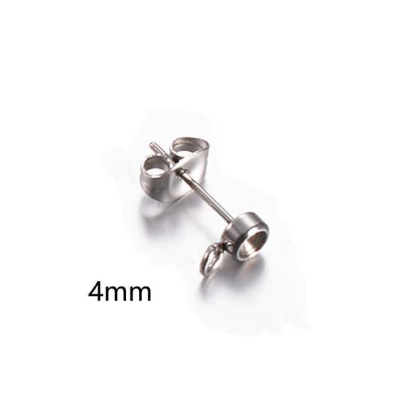 Stainless Steel Round Diamondstudded Earring Base With Lifting Ear Pin And Welding Ring Electroplated Accessories
