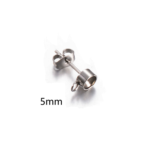Stainless Steel Round Diamondstudded Earring Base With Lifting Ear Pin And Welding Ring Electroplated Accessories