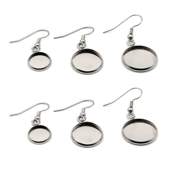 Stainless Steel Round Disc Ear Hook Earrings Diy Jewelry Accessories With Electroplating