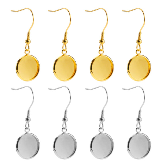 Stainless Steel Round Disc Ear Hook Earrings Diy Jewelry Accessories With Electroplating