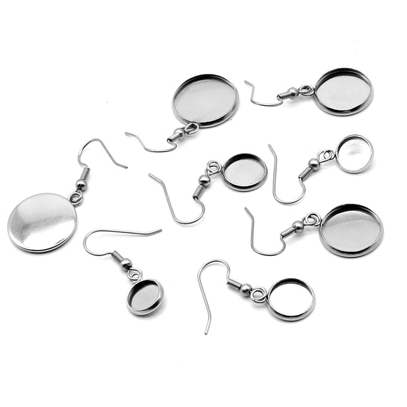 Stainless Steel Round Disc Ear Hook Earrings Diy Jewelry Accessories With Electroplating