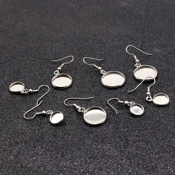 Stainless Steel Round Disc Ear Hook Earrings Diy Jewelry Accessories With Electroplating