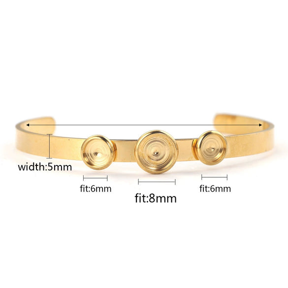 Stainless Steel Round Diy Jewelry Accessories Bracelet With Polishing And 18K Gold Vacuum Plating