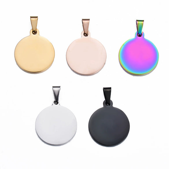 Stainless Steel Round Dog Tag Pendant Jewelry Accessories Electroplated