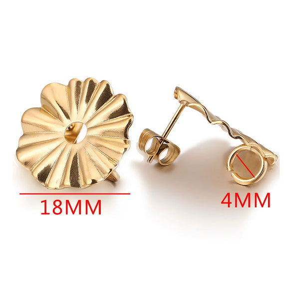 Stainless Steel Round Ear Studs Accessories Handmade Vacuum Gold Plated Earrings