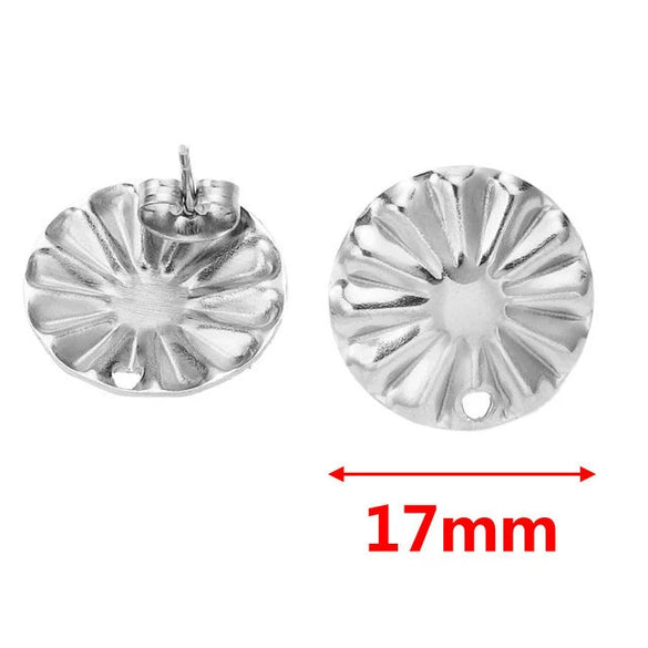 Stainless Steel Round Ear Studs Accessories Handmade Vacuum Gold Plated Earrings