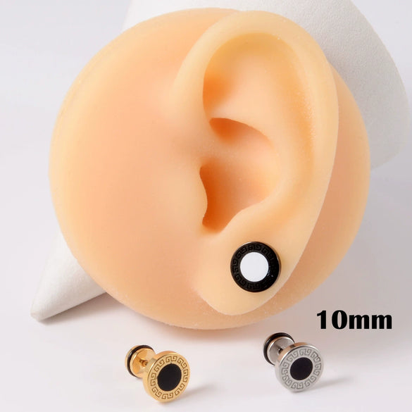 Stainless Steel Round Ear Studs With Oil Drop Bag Drill Electroplated For Piercing