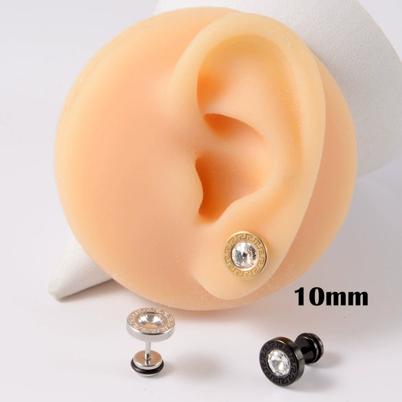 Stainless Steel Round Ear Studs With Oil Drop Bag Drill Electroplated For Piercing